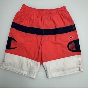 Champion Men's Red and White Shorts Colorblock